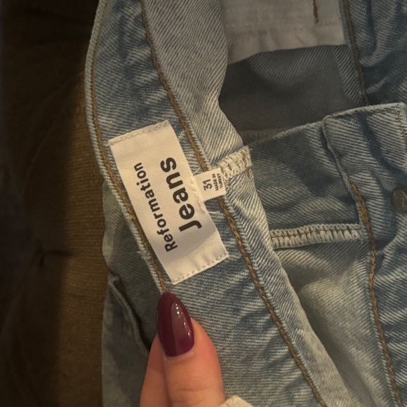 Reformation Denim Maxi Skirt with front slit (light wash denim) - Picture 4 of 6